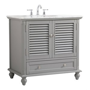 Elegant Decor Rhodes 36&quot Coastal Solid Wood Single Bathroom Vanity in Gray