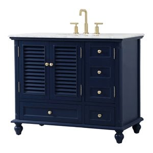 Elegant Decor Rhodes 42&quot Coastal Solid Wood Single Bathroom Vanity in Blue