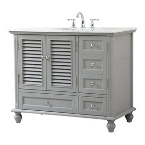 Elegant Decor Rhodes 42&quot Coastal Solid Wood Single Bathroom Vanity in Gray