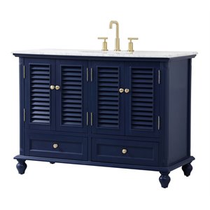 Elegant Decor Rhodes 48&quot Coastal Solid Wood Single Bathroom Vanity in Blue