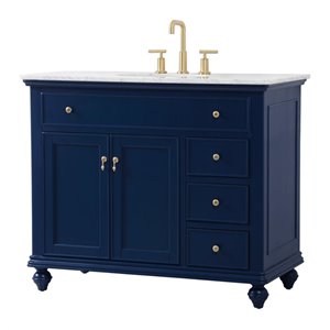 Elegant Decor Otto 42&quot Contemporary Solid Wood Single Bathroom Vanity in Blue