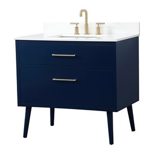 Elegant Decor Boise 36&quot Modern MDF Bathroom Vanity with Backsplash in Blue