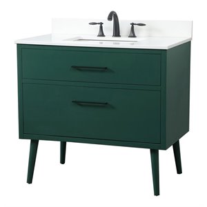 Elegant Decor Boise 36&quot Modern MDF Bathroom Vanity with Backsplash in Green