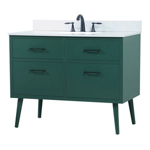Elegant Decor Boise 42&quot Modern MDF Bathroom Vanity with Backsplash in Green