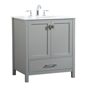 Elegant Decor Irene 30&quot Zinc Alloy MDF Single Bathroom Vanity in Gray