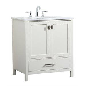 Elegant Decor Irene 30&quot Zinc Alloy MDF Single Bathroom Vanity in White