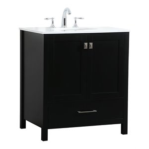 Elegant Decor Irene 30&quot Zinc Alloy MDF Single Bathroom Vanity in Black