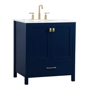 Elegant Decor Irene 30&quot Zinc Alloy MDF Single Bathroom Vanity in Blue