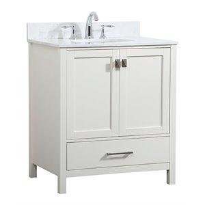 Elegant Decor Irene 30&quot MDF Single Bathroom Vanity with Backsplash in White