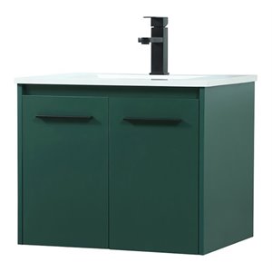 Elegant Decor Penn 24&quot Aluminum Alloy MDF Single Bathroom Vanity in Green