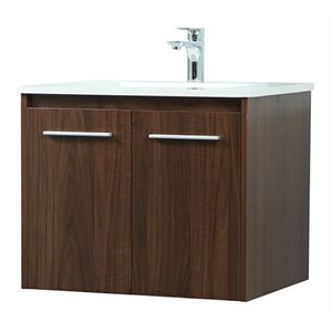 Elegant Decor Penn 24&quot Aluminum Alloy MDF Single Bathroom Vanity in Walnut