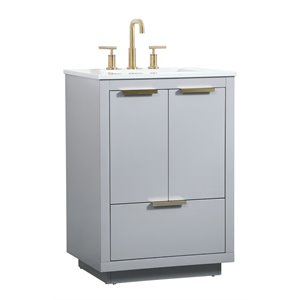 Elegant Decor Blake 24&quot Aluminum Alloy MDF Single Bathroom Vanity in Gray