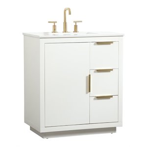 Elegant Decor Blake 30&quot Aluminum Alloy MDF Single Bathroom Vanity in White