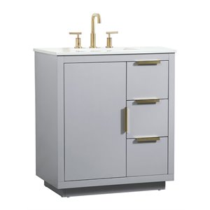 Elegant Decor Blake 30&quot Aluminum Alloy MDF Single Bathroom Vanity in Gray
