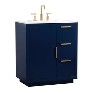 Elegant Decor Blake 30&quot Aluminum Alloy MDF Single Bathroom Vanity in Blue
