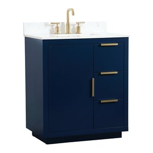 Elegant Decor Blake 30&quot MDF Single Bathroom Vanity with Backsplash in Blue