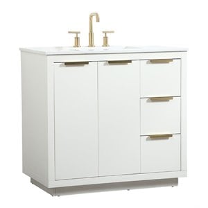 Elegant Decor Blake 36&quot Aluminum Alloy MDF Single Bathroom Vanity in White