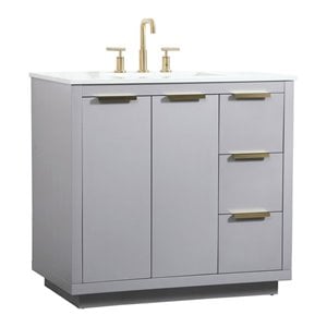 Elegant Decor Blake 36&quot Aluminum Alloy MDF Single Bathroom Vanity in Gray