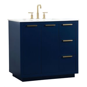 Elegant Decor Blake 36&quot Aluminum Alloy MDF Single Bathroom Vanity in Blue