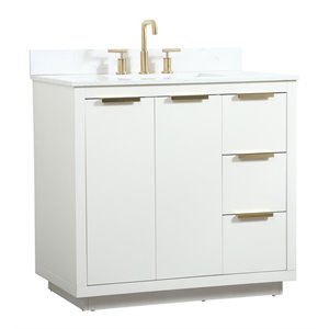 Elegant Decor Blake 36&quot MDF Single Bathroom Vanity with Backsplash in White