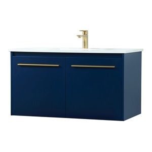 Elegant Decor Penn 36&quot Aluminum Alloy MDF Single Bathroom Vanity in Blue