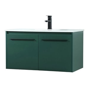 Elegant Decor Penn 36&quot Aluminum Alloy MDF Single Bathroom Vanity in Green