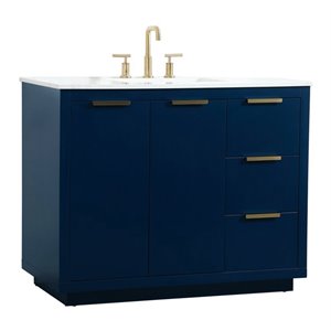 Elegant Decor Blake 42&quot Aluminum Alloy MDF Single Bathroom Vanity in Blue