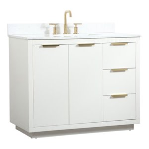 Elegant Decor Blake 42&quot MDF Single Bathroom Vanity with Backsplash in White