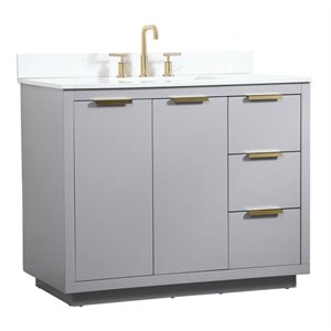 Elegant Decor Blake 42&quot MDF Single Bathroom Vanity with Backsplash in Gray