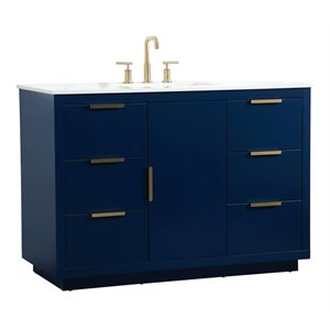 Elegant Decor Blake 48&quot Aluminum Alloy MDF Single Bathroom Vanity in Blue