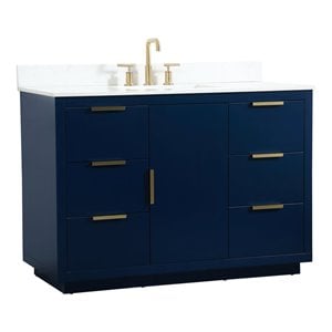 Elegant Decor Blake 48&quot MDF Single Bathroom Vanity with Backsplash in Blue