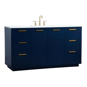 Elegant Decor Blake 60&quot Aluminum Alloy MDF Single Bathroom Vanity in Blue