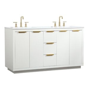 Elegant Decor Blake 60&quot Aluminum Alloy MDF Double Bathroom Vanity in White