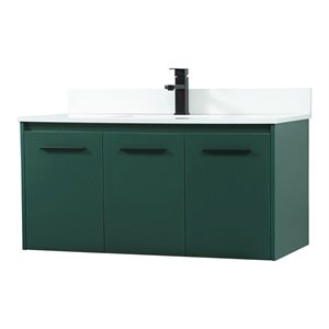 Elegant Decor Penn 40&quot MDF Single Bathroom Vanity with Backsplash in Green