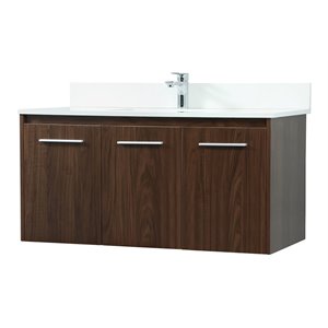Elegant Decor Penn 40&quot MDF Single Bathroom Vanity with Backsplash in Walnut
