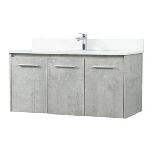 Elegant Decor Penn 40&quot MDF Single Bathroom Vanity with Backsplash in Gray