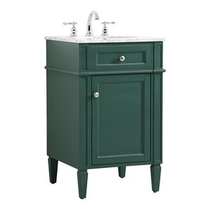 Elegant Decor Park Avenue 21&quot Metal MDF Marble Single Bathroom Vanity in Green