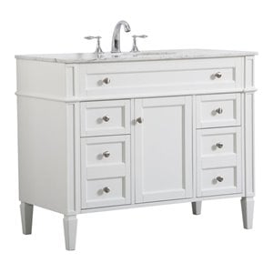 Elegant Decor Park Avenue 42&quot Metal MDF Marble Single Bathroom Vanity in White