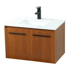 Elegant Decor Penn 30&quot Aluminum Alloy MDF Single Bathroom Vanity in Teak
