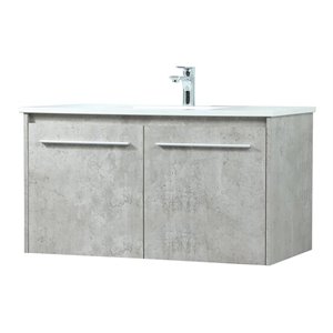 Elegant Decor Penn 36&quot Aluminum Alloy MDF Single Bathroom Vanity in Gray