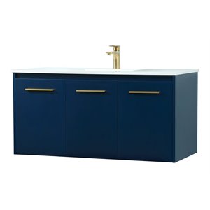 Elegant Decor Penn 40&quot Aluminum Alloy MDF Single Bathroom Vanity in Blue