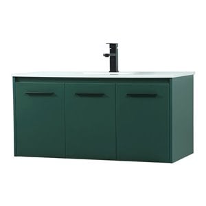 Elegant Decor Penn 40&quot Aluminum Alloy MDF Single Bathroom Vanity in Green