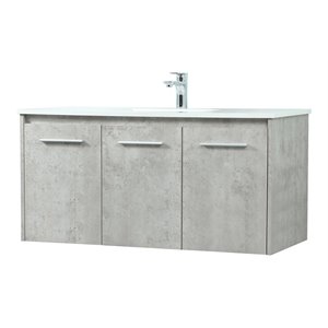 Elegant Decor Penn 40&quot Aluminum Alloy MDF Single Bathroom Vanity in Gray