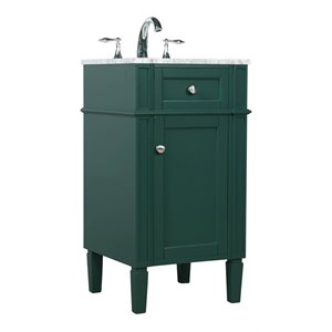 Elegant Decor Park Avenue 18&quot Metal MDF Marble Single Bathroom Vanity in Green