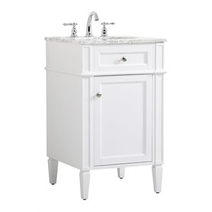 Elegant Decor Park Avenue 21&quot Metal MDF Marble Single Bathroom Vanity in White