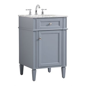 Elegant Decor Park Avenue 21&quot Metal MDF Marble Single Bathroom Vanity in Gray