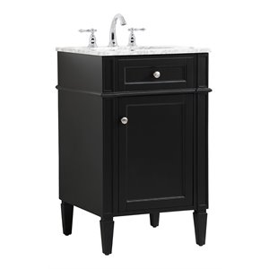 Elegant Decor Park Avenue 21&quot Metal MDF Marble Single Bathroom Vanity in Black