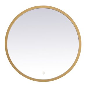 Elegant Decor Pier 21&quot LED Mirror with Adjustable Color Temperature in Brass
