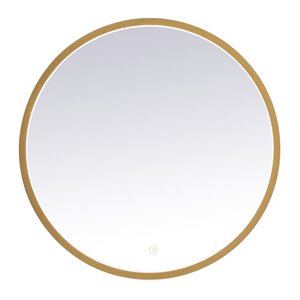 Elegant Decor Pier 24&quot LED Mirror with Adjustable Color Temperature in Brass