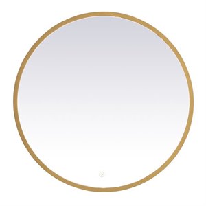 Elegant Decor Pier 28&quot LED Mirror with Adjustable Color Temperature in Brass